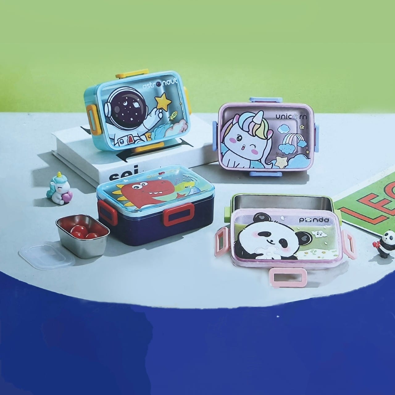 children's lunch boxes featuring various cartoon desingns