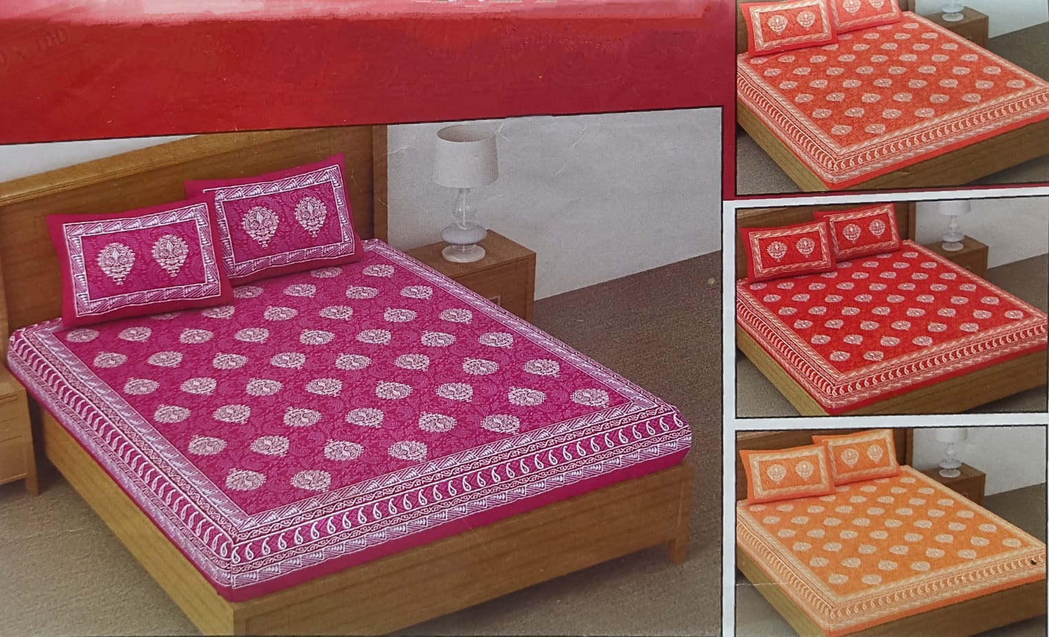 Jaipuri floral cotton double bedsheet