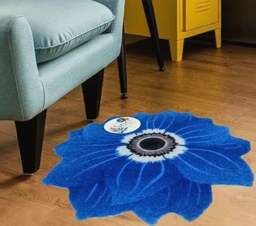 Blue floral accent rug