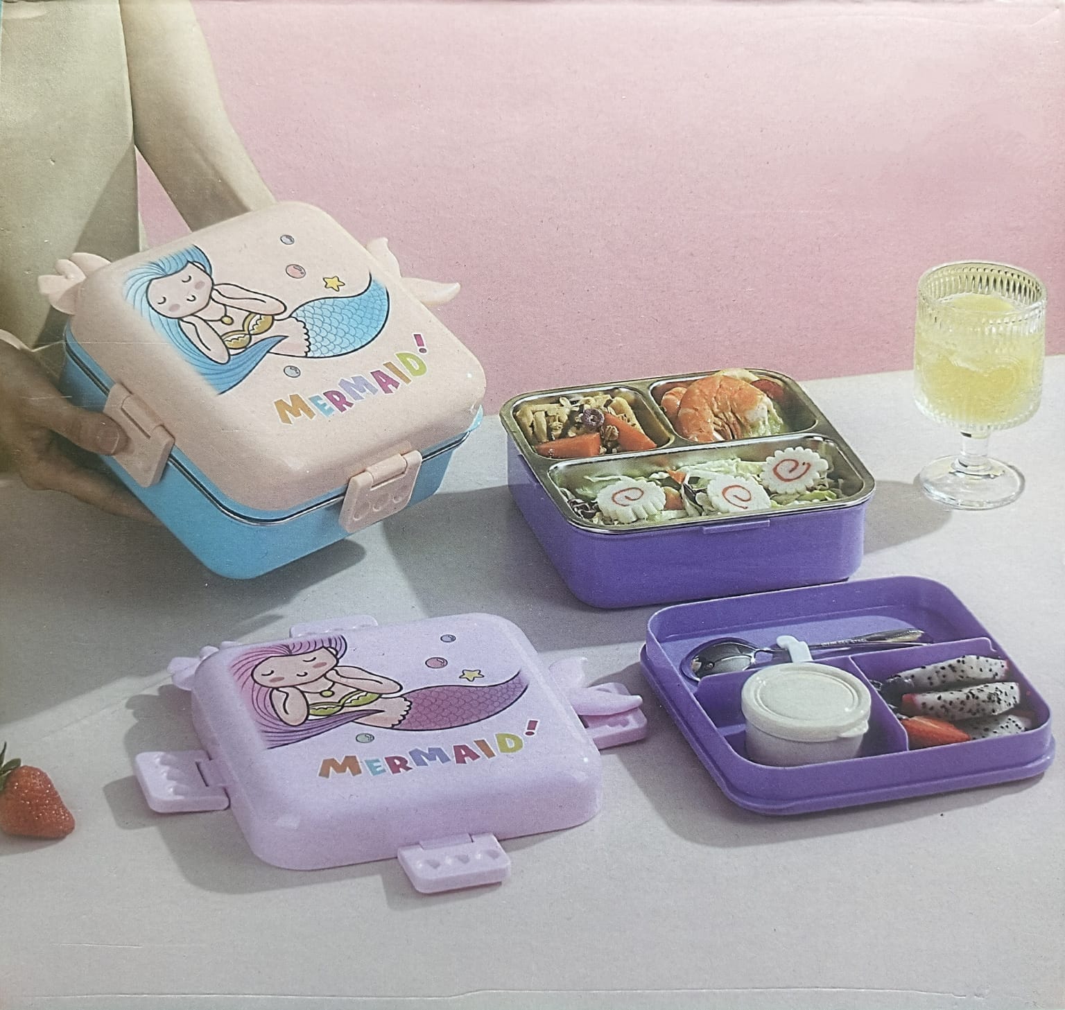 Unicon and mermaid insulated steel lunch box