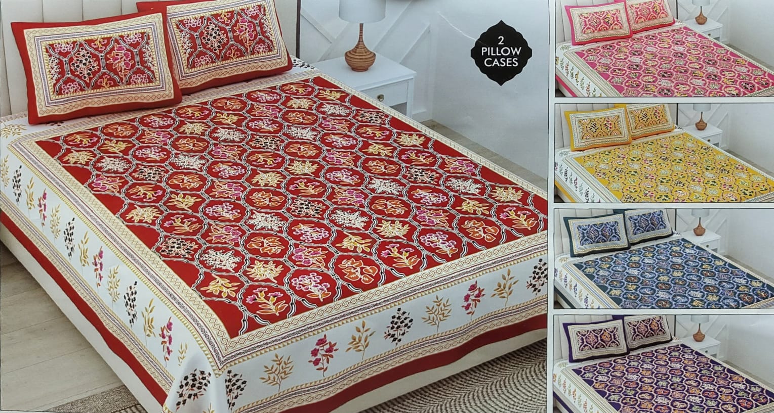 Jaipuri Print Cotton  Double Bedsheet