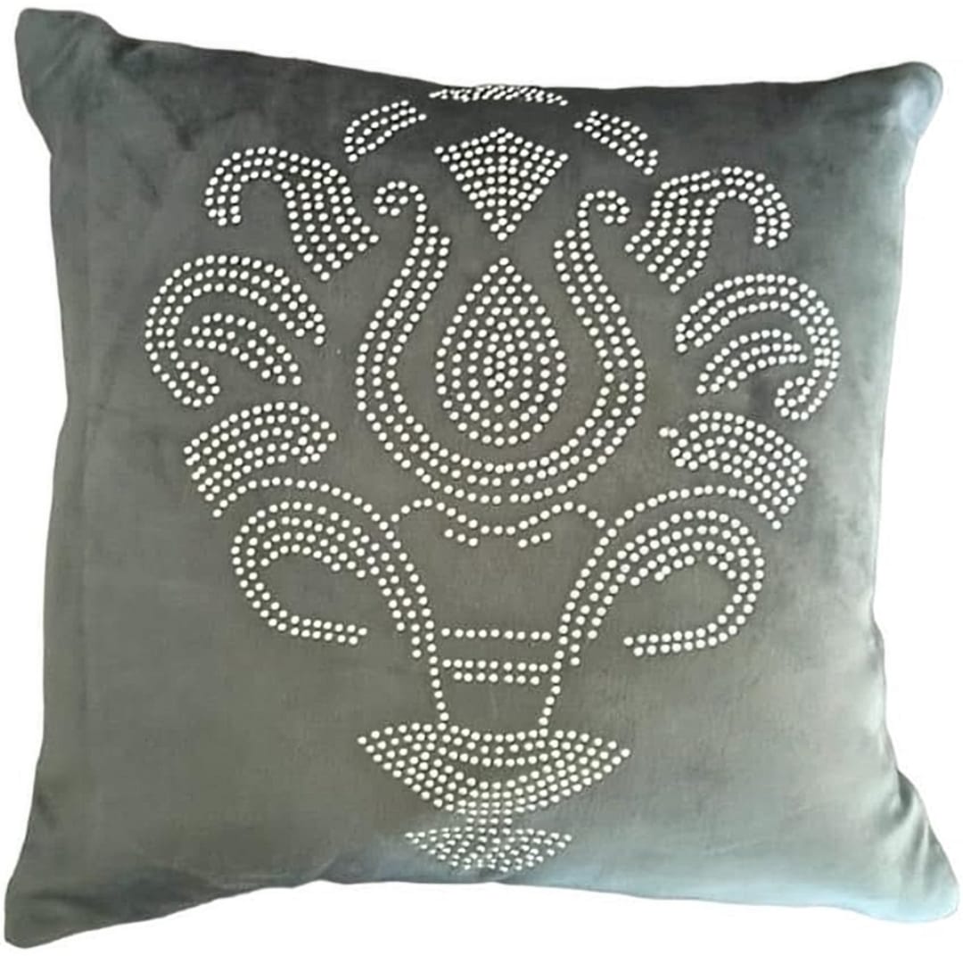 Purple Petals Glitter Floral Cushion Covers for Home Office, Bedroom, Playroom, Living Room, 16 X 16 inches, 5 Pieces, Zipper Closure, Modern, Sequin, Embroidered Square