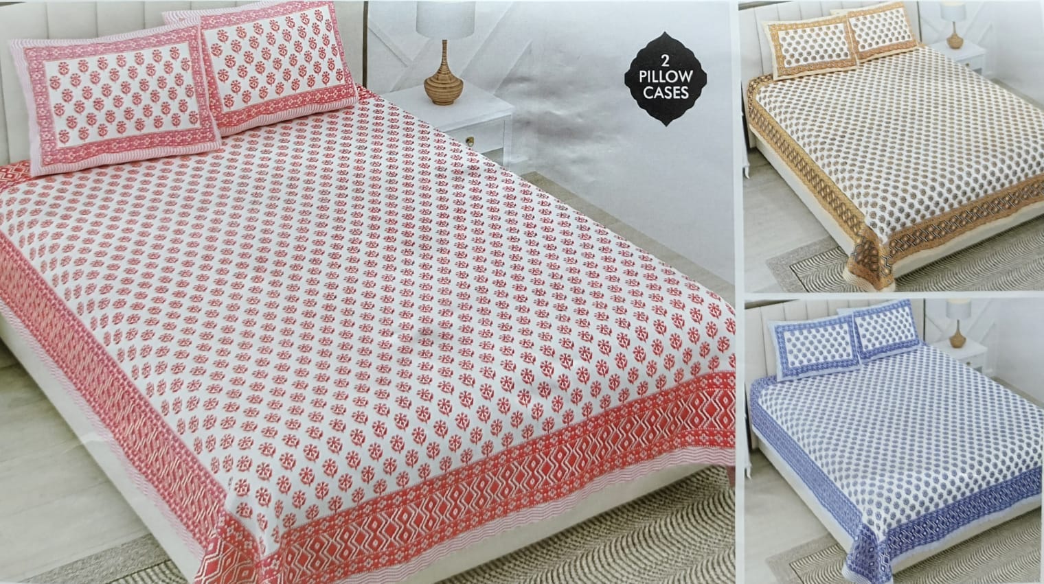Jaipuri Hand Block Printed Cotton Bedsheet